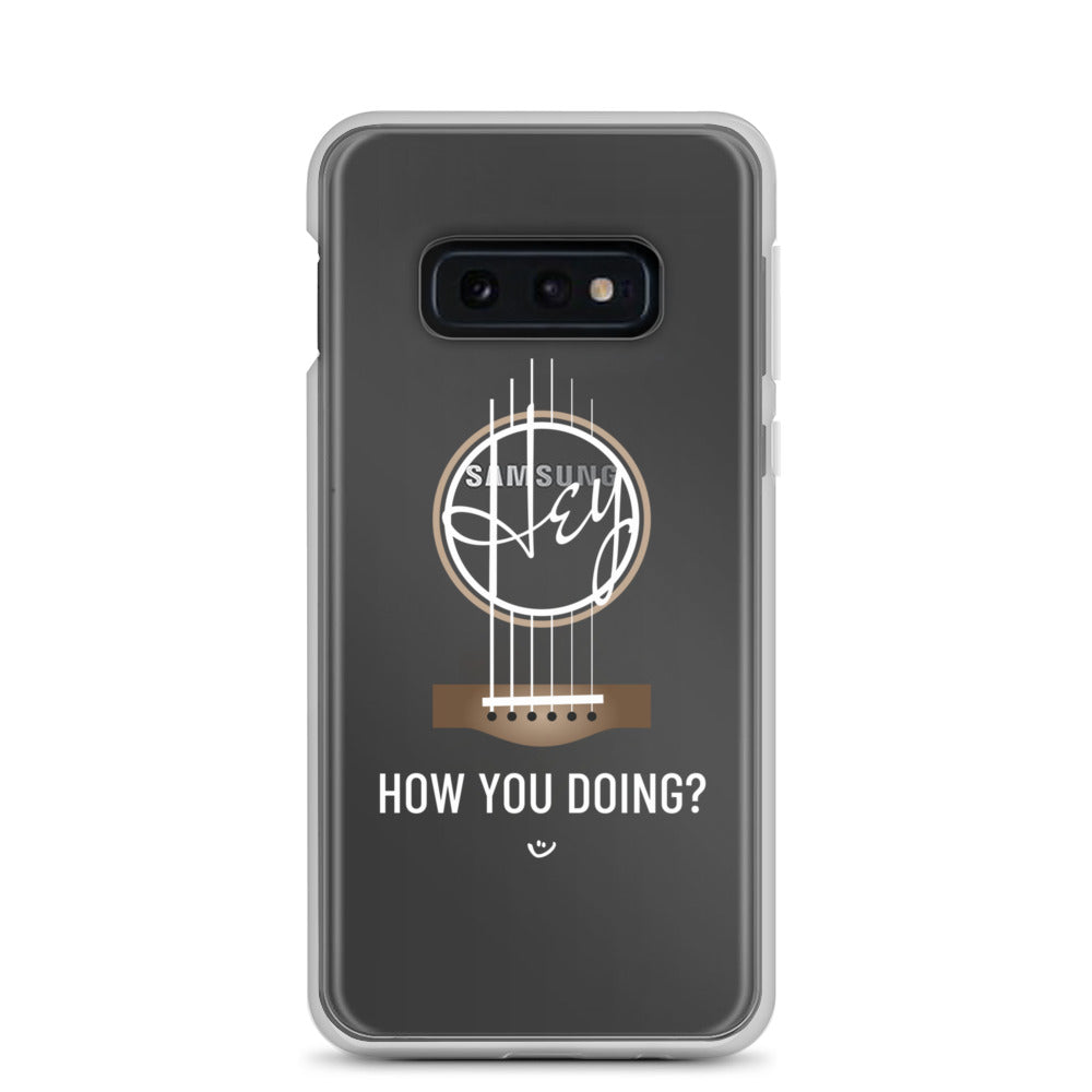Samsung Galaxy s10e case with 'Hey, How you doing? guitar design.