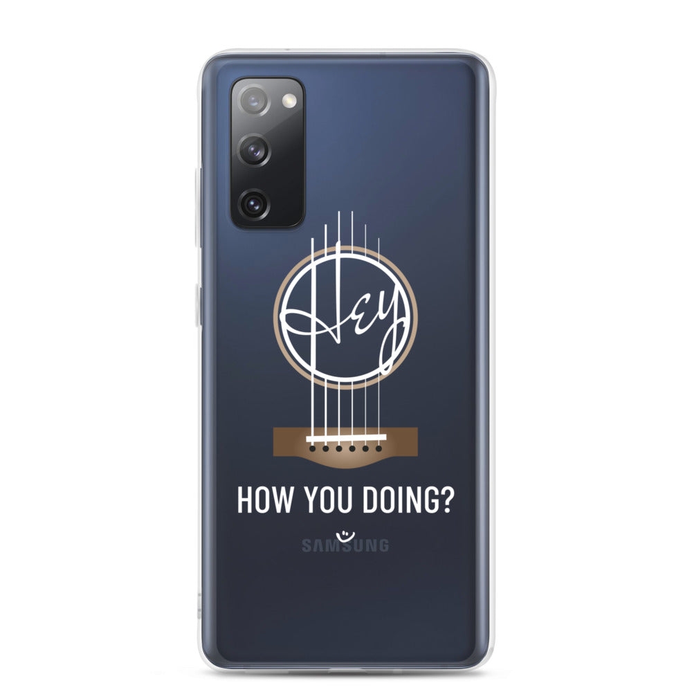 Samsung Galaxy s20 case with 'Hey, How you doing? guitar design.