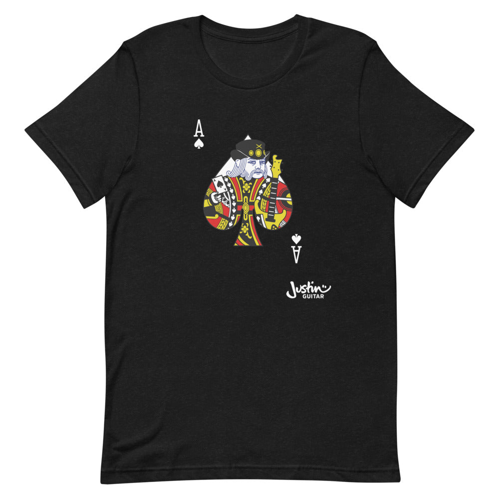Black Unisex Tshirt with Ace of Spades guitar player design.