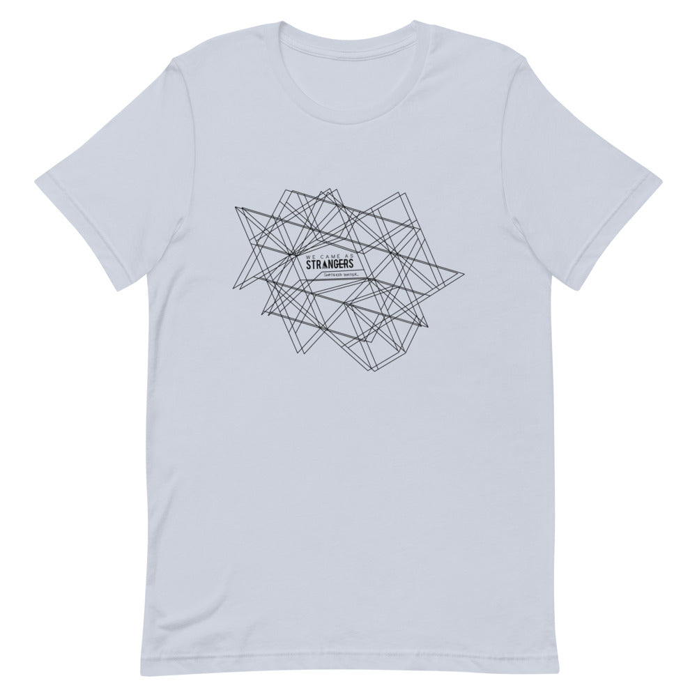 Light blue shirt with We Came As Strangers' Shattered Mind Album cover design.