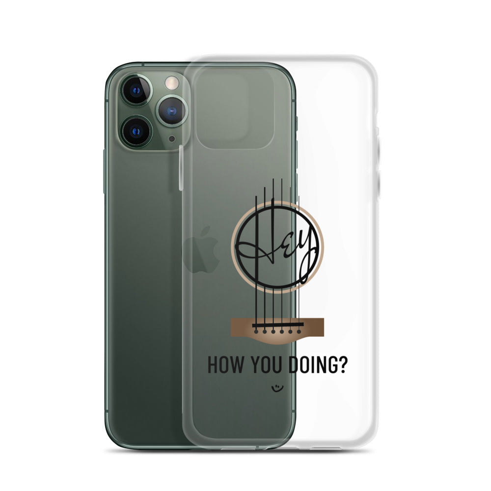 Iphone 11 case with 'Hey, How you doing? guitar design.