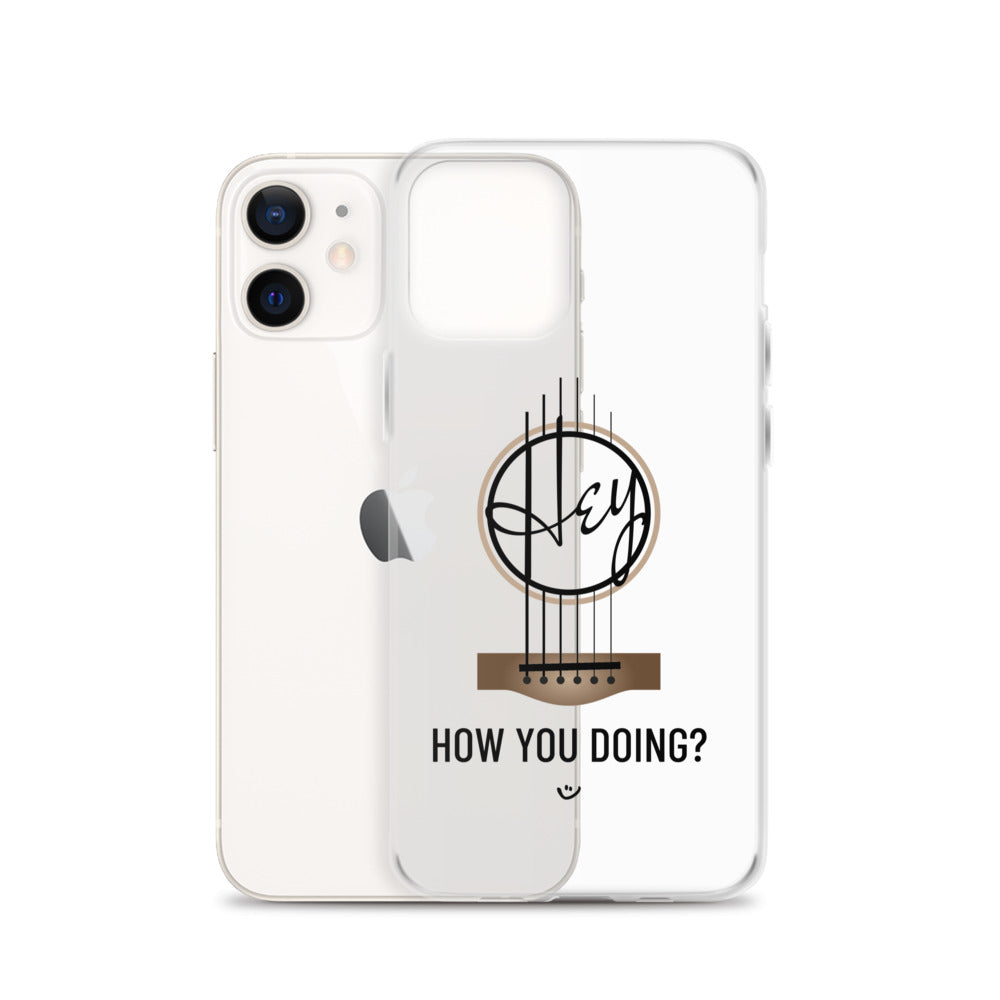 Iphone 12 case with 'Hey, How you doing? guitar design.