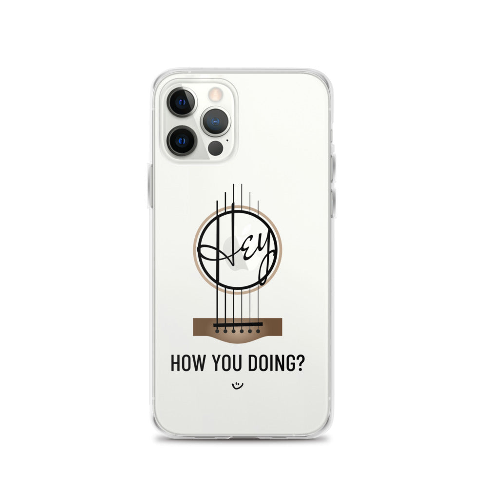 Iphone 12 case withwith 'Hey, How you doing? guitar design.
