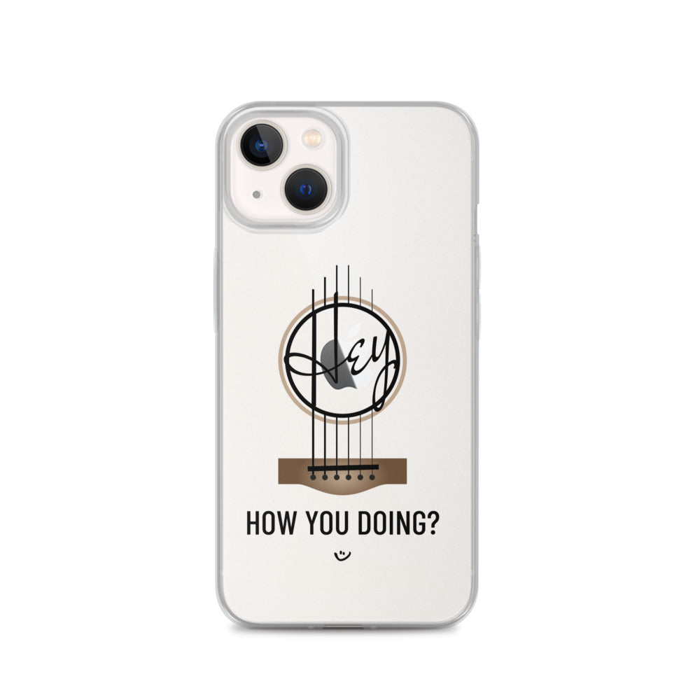 Iphone 13 mini case with 'Hey, How you doing? guitar design.