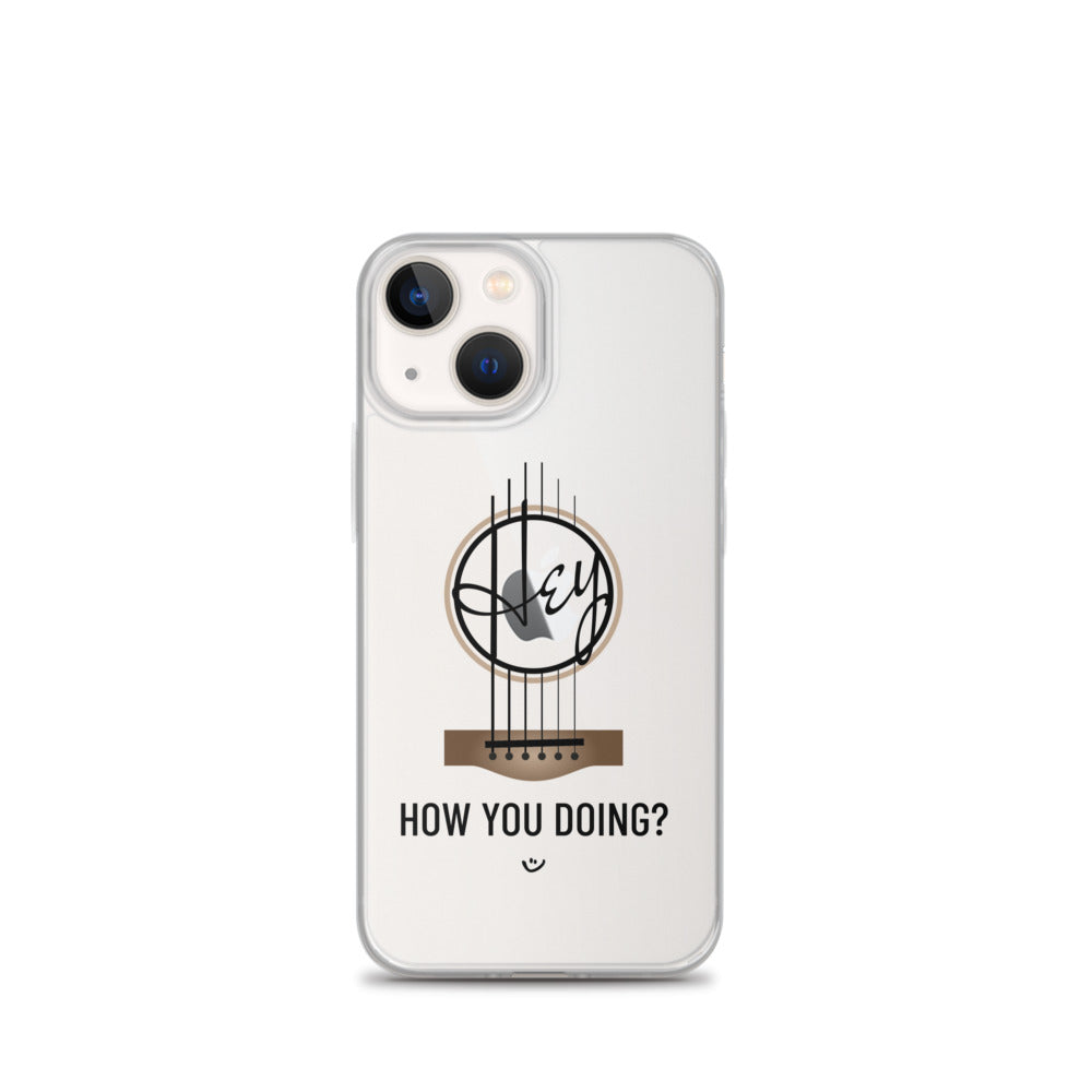 Iphone 13 Mini case with 'Hey, How you doing? guitar design.