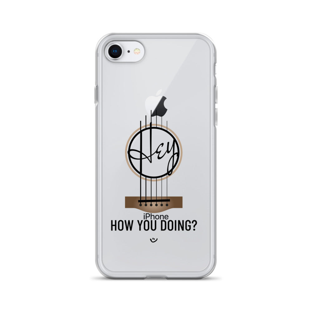 Iphone 7 & 8 with 'Hey, How you doing? guitar design.