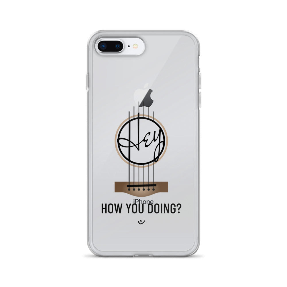 Iphone 7 Plus 8 with 'Hey, How you doing? guitar design.