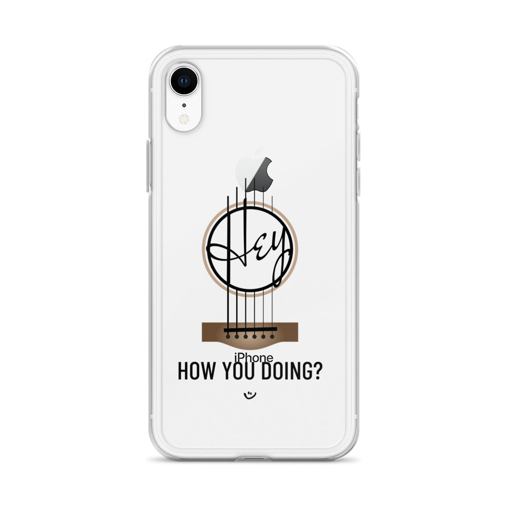 Iphone XR case with 'Hey, How you doing? guitar design.