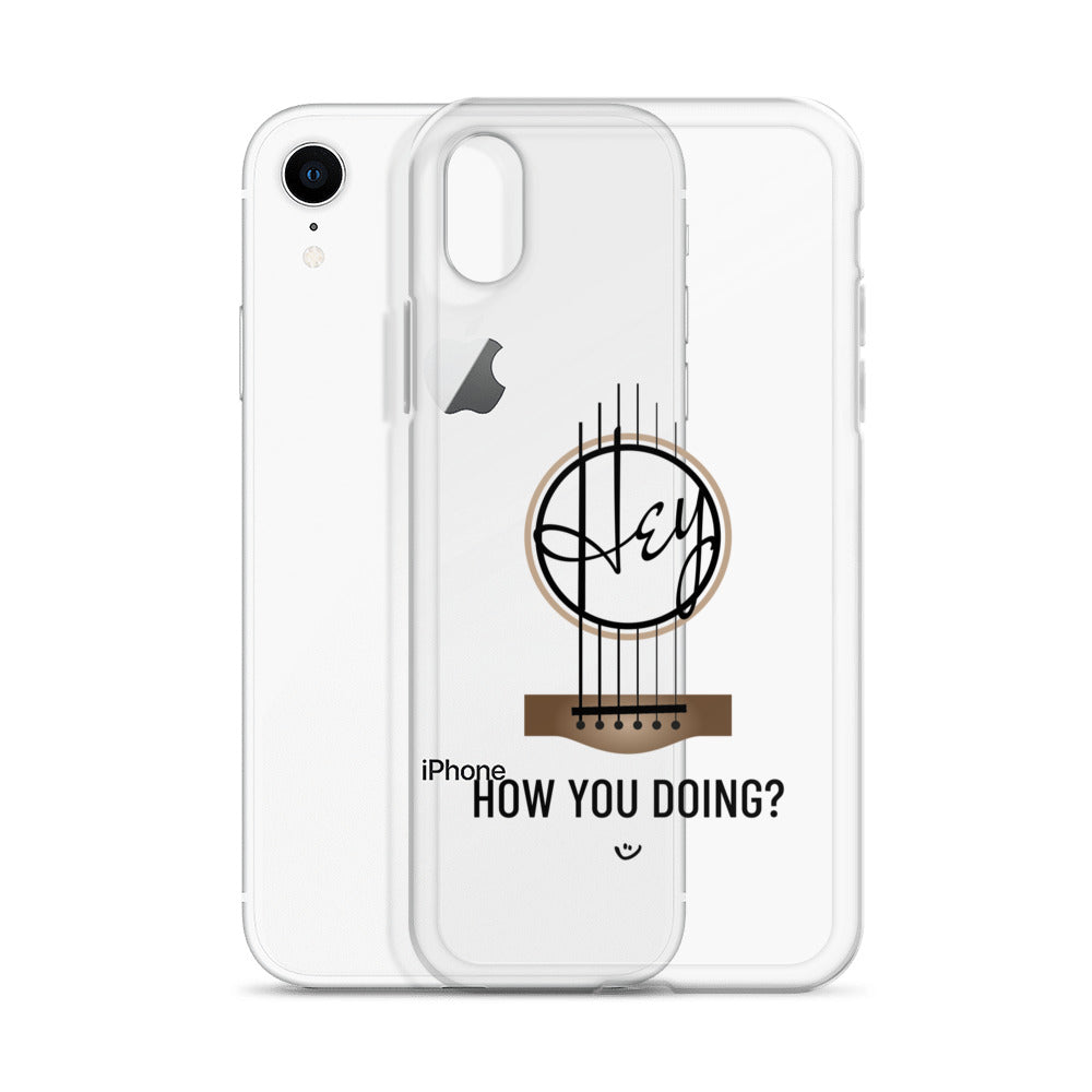 Iphone XR case with 'Hey, How you doing? guitar design.