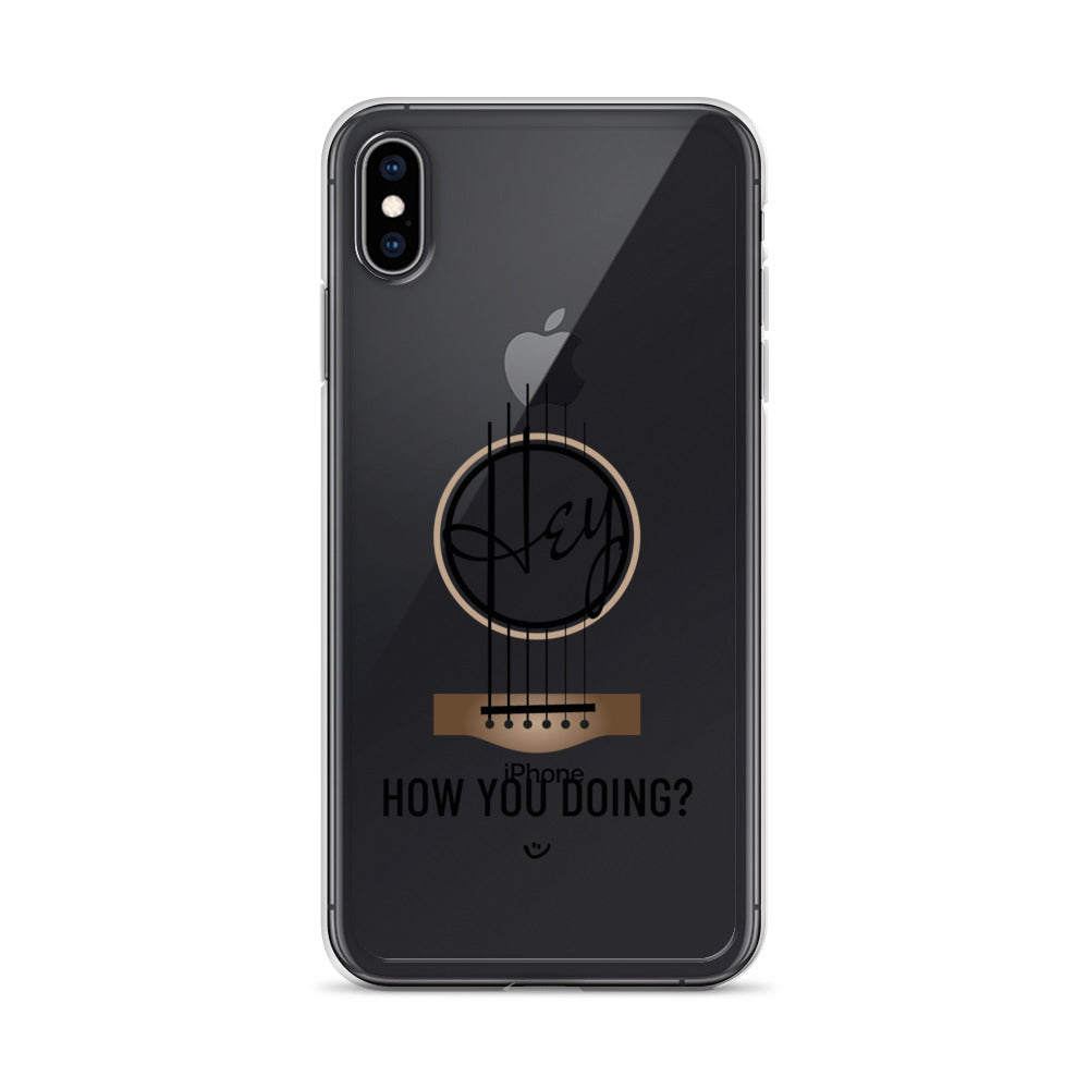 Iphone XS Max case with 'Hey, How you doing? guitar design.