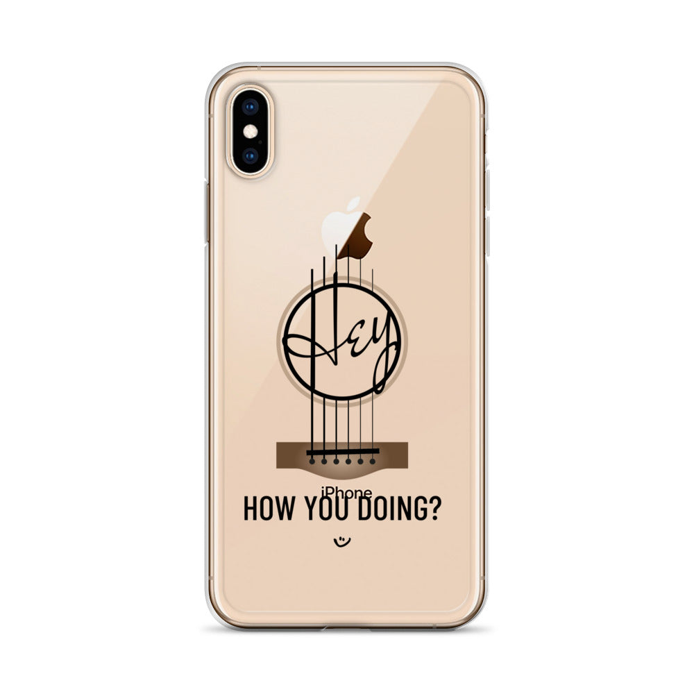 Iphone XS Max case with 'Hey, How you doing? guitar design.