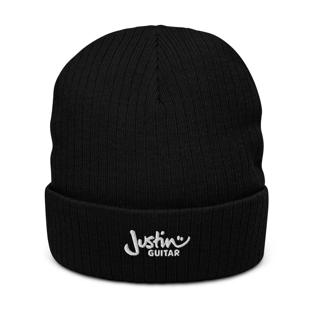 Black beanie hat with JustinGuitar logo.