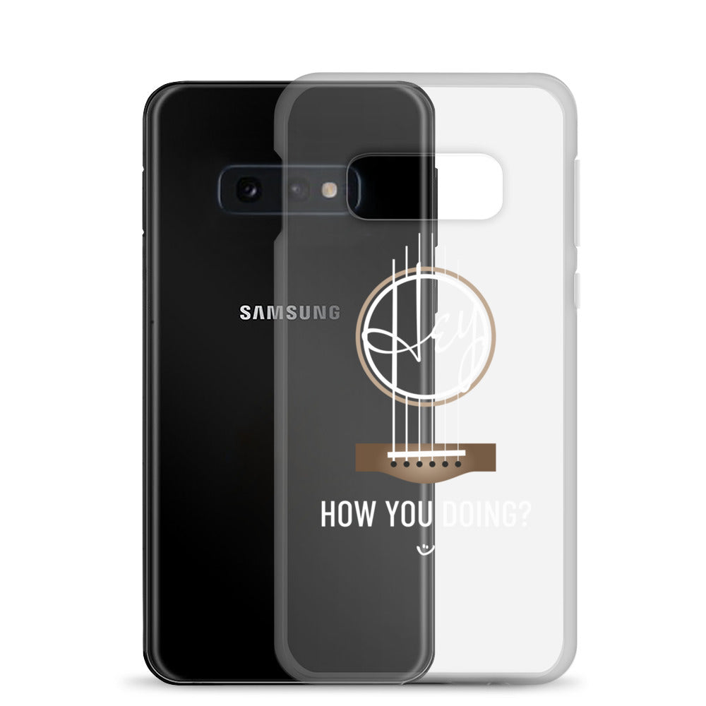 Samsung Galaxy s10e case with 'Hey, How you doing? guitar design.