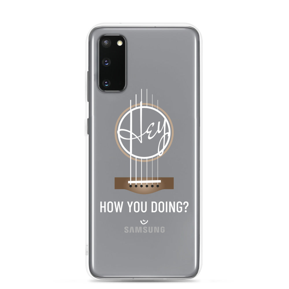 Samsung Galaxy s20 case with 'Hey, How you doing? guitar design.