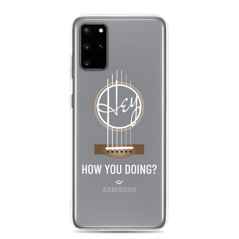 Samsung Galaxy s10 Plus case with 'Hey, How you doing? guitar design.