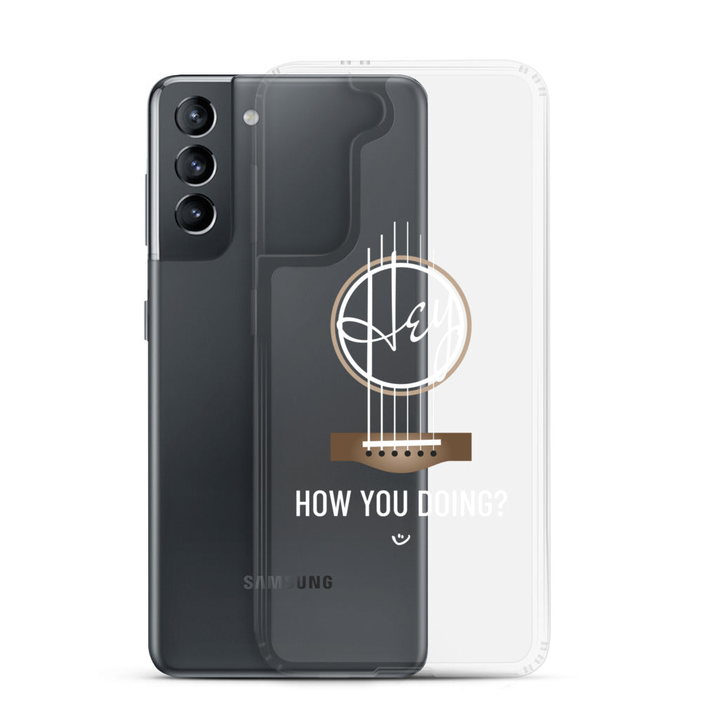 Samsung Galaxy s21 case with 'Hey, How you doing? guitar design.