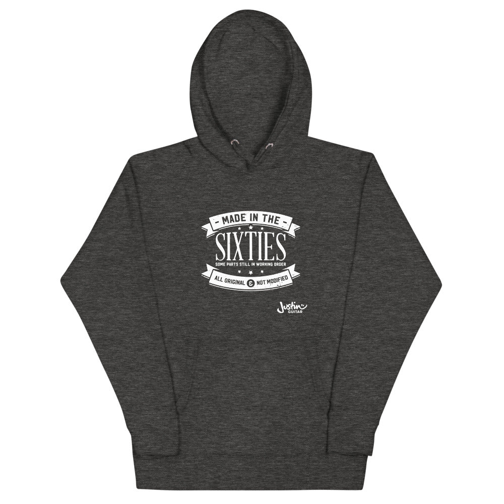 Grey hoodie featuring made in the sixties design.