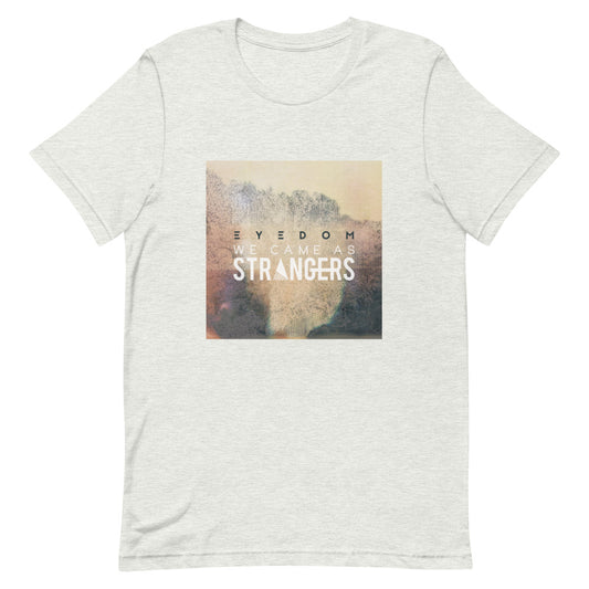 Ash cream tshirt with We Came As Strangers Eyedom album design. 