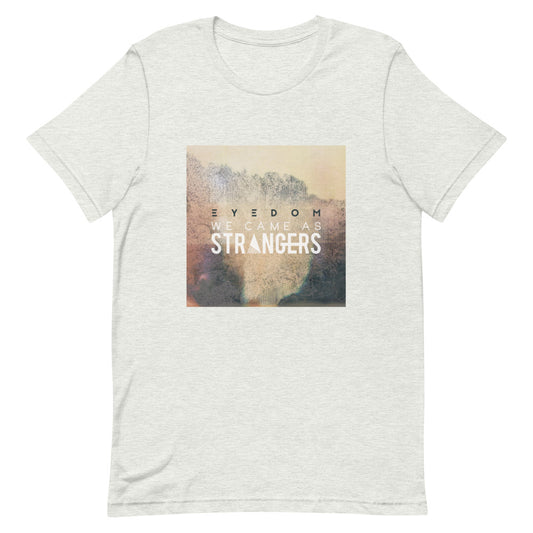 Ash cream tshirt with We Came As Strangers Eyedom album design.
