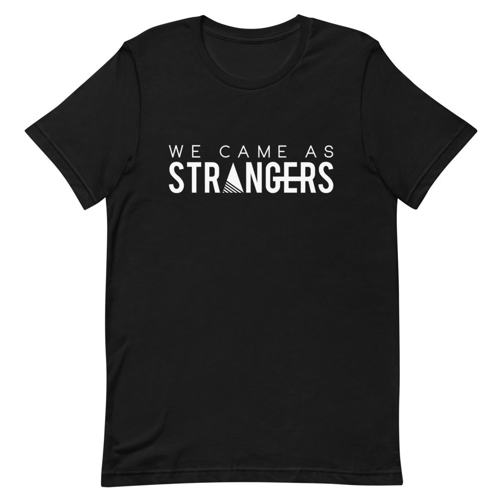Black tshirt with We Came As Strangers band logo.