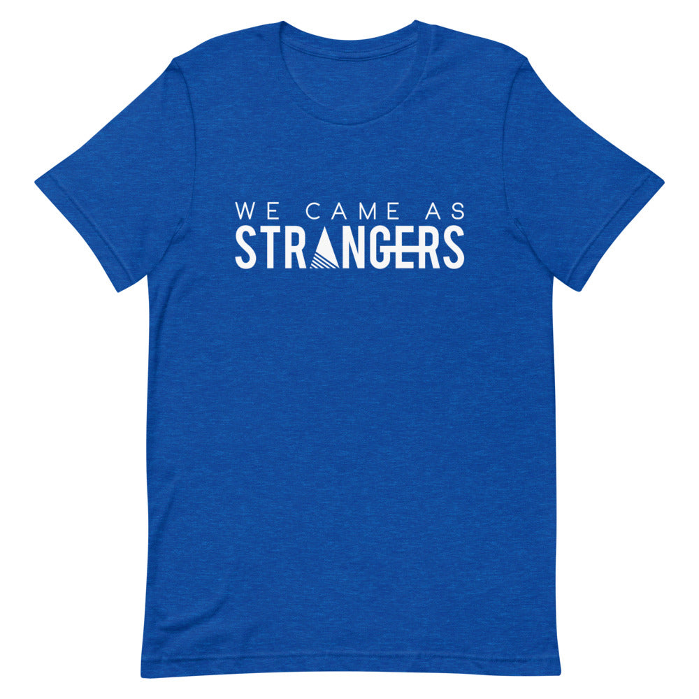 Royal blue tshirt with We Came As Strangers band logo.
